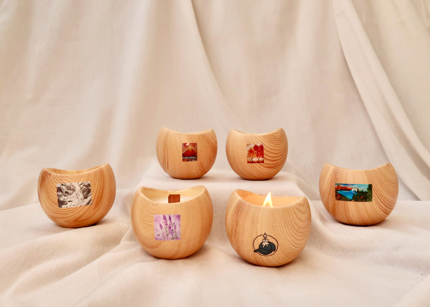 Light Wood Teardrop Candle